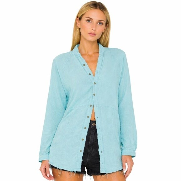 Free People Tops - Free People Summer Daydream Button Down Blue Medium